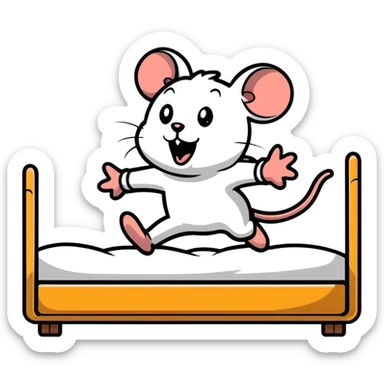 Jerry mouse jumping out of bed with a shocked face sticker