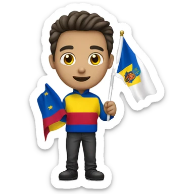 a guy holding moldovan flag in his hand sticker