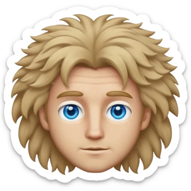 Dark blonde man with blue eyes and fluffy hait sticker