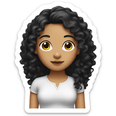 latin girl with a long black curly hair  sticker