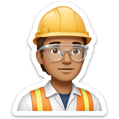 man making a model of a building wearing transparent protective safety glasses sticker