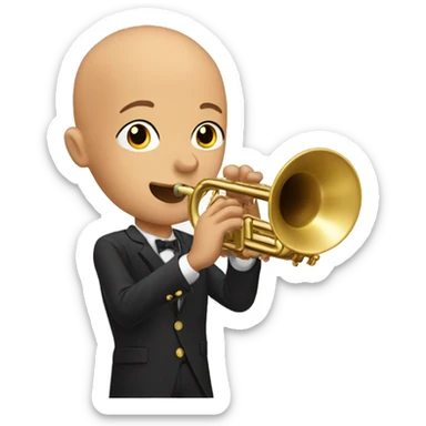 Young Bald tan guy playing the trumpet sticker