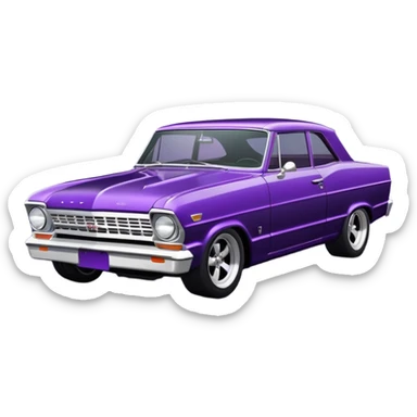 futuristic Jetson’s midnight-dark-purple stealthy black metallic 1965 Chevy Nova SS street rat rod  understated  sticker