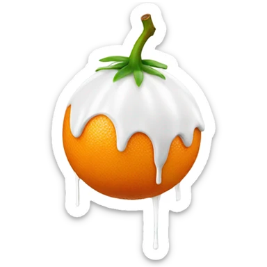 Half tangerine with wite paint dripping down sticker