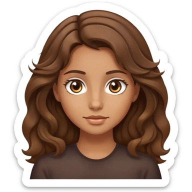 A girl with tanned skin and medium brown hair and a bit wavy with light brown eyes  sticker
