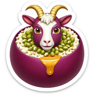 goat ball- a red seedless grade enrobed in goat cheese rolled in crushed pistachios and drizzled with honey sticker