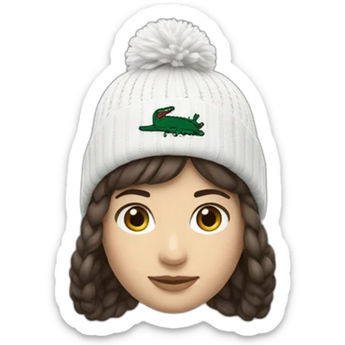 Brunette lacoste beanie with lacoste sticker