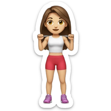 Algerian girl with fair skin long brown hair hazel eyes lifting weights  sticker