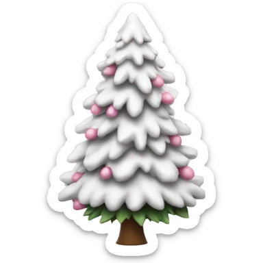 white and pink snowy christmas tree sticker