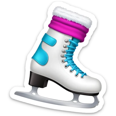 figure skating boot with colorful leg warmers pulled up over the skates sticker