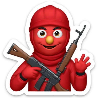 elmo with an AK47 and an black balaclava sticker