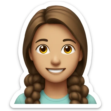 smiling girl indoors with brown hair sticker