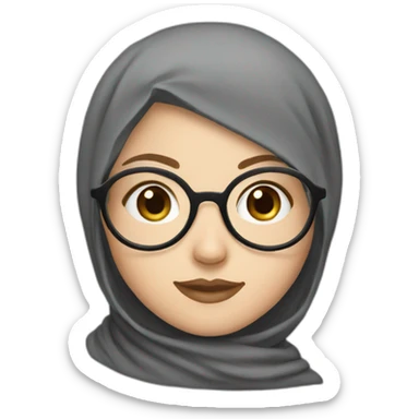 a white girl with hijab and round glasses sticker
