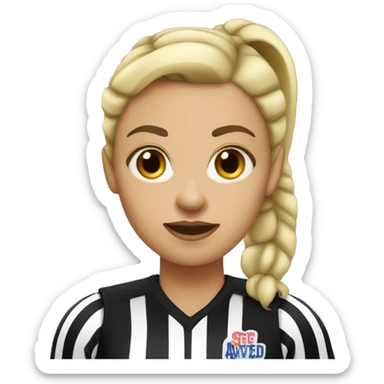 white female with black ponytail basketball referee  sticker