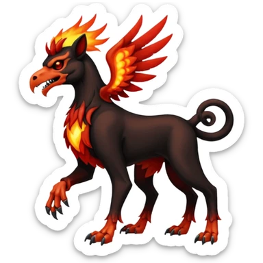 Volcanic Blazing Fiery Evil Skeletal Beaky Feathery Hot Cool Houndoom-Gryphon-fusion (full body) sticker