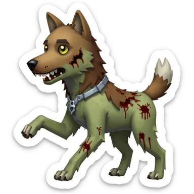 A dog raiding a zombie like minecrafty like a chicken jocky but instead wolf jocky or dog jocky sticker