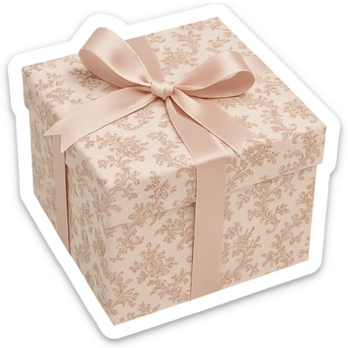 Elegant Rococo pale pink ditsy floral gift box , remove background sticker