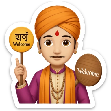 PANDIT JI WITH WELCOME TYPE sticker