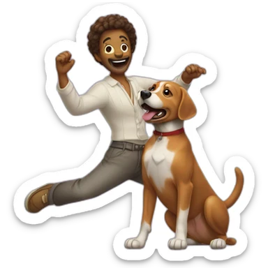 loughing with dancing with dog sticker