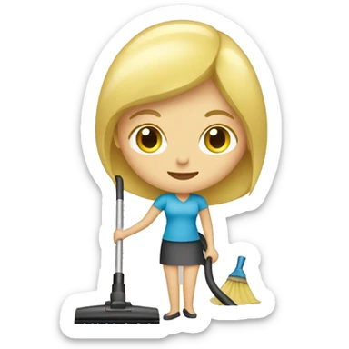 Blonde Caucasian woman vacuuming sticker