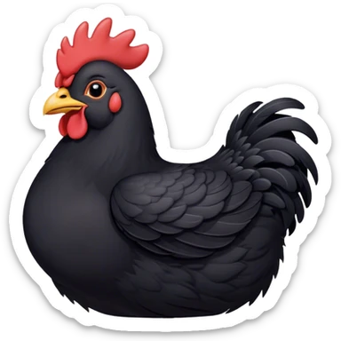 Meme-Worthy Cute Sleeping Black Chicken Portrait Emoji, Head resting peacefully with a contented smile, showcasing a delightfully compact build and a luxuriously soft black plumage, eyes shut in a serene, restful nap, Simplified yet hilariously adorable features, highly detailed, glowing with a soft, drowsy light, high shine, relaxed and utterly lovable, stylized with an air of playful laziness, bright and heartwarming, soft glowing outline, capturing the essence of a comically sleepy chicken, so meme-worthy it feels like it could instantly become the next viral sensation of adorable slumber! sticker