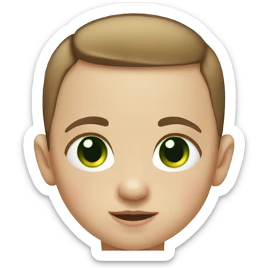 a young white baby with short brown hair (a buzzcut) and green eyes sticker