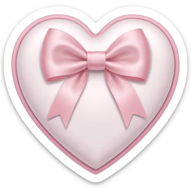 White heart with light pink ribbon bow sticker
