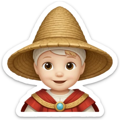 ancient roman baby conical hat, white, half body sticker