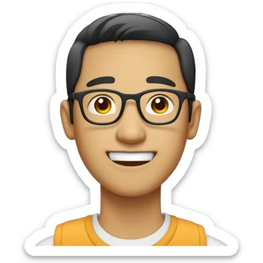 Asian male wearing glasses and braces sticker