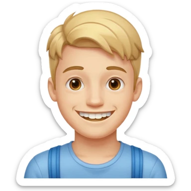 a young guy with braces smiling sticker