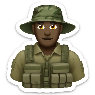 white recon marine in camouflage jungle fatigues with bush hat sticker