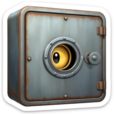 a vault with newspaper articles peeping out from inside the vault. sticker