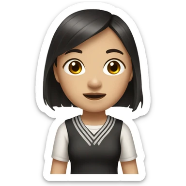 mixed asian wednesday adams with light brown hair and on skateboard sticker