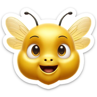 Cinematic Cheeky Bee Portrait Emoji, Head tilted dramatically with an exaggeratedly shocked expression, featuring a small, fuzzy body with wide, comically expressive eyes full of playful disbelief and animated, fluttering wings, Simplified yet hilariously expressive features, highly detailed, glowing with a slightly sassy golden glow, high shine, dramatic yet playful, stylized with an air of cheeky honey mischief, soft glowing outline, capturing the essence of a meme-worthy bee that looks ready to buzz its way into viral fame! sticker