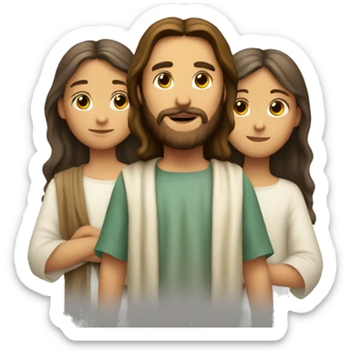 Jesus with 2 Boy and a Girl sticker