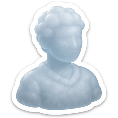 A person from the shoulders up, entirely composed of fluffy white convex clouds sticker