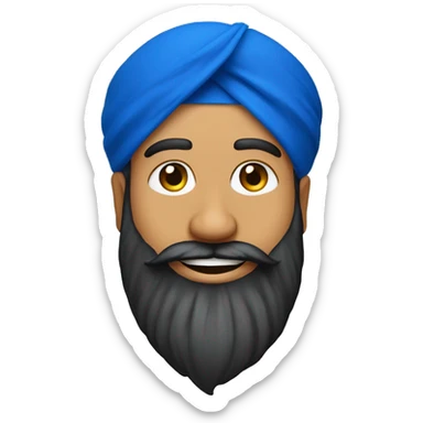 Sikh emoji: vibrant blue turban, joyful expression, detailed beard, cultural symbols subtly integrated, minimalist design." sticker