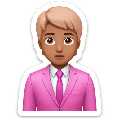 3d office worker in intensive pink color suit sticker