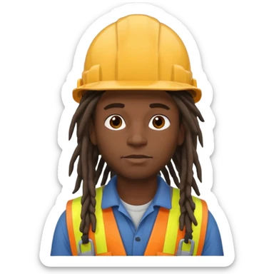 construction worker heavy dreadlocked haired man  sticker