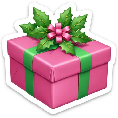 christmas gift with mistletoe magic color and peppermint pink bow sticker