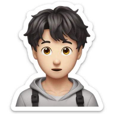 jungkook from bts with ugly face sticker