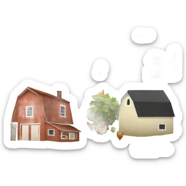 aesthetic farmhouse house with chicken coop sticker