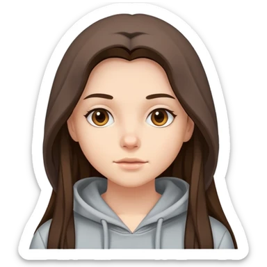 Brunnete hirl with long hair wearing hoodie sticker