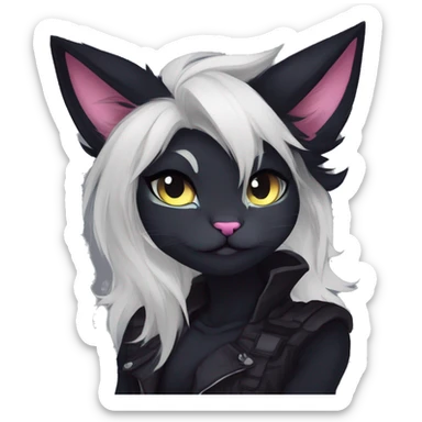 Edgy sharp anthro tomboy black cat furry by Falvie, LiLaiRa, griffsnuff, AngieWolf sticker