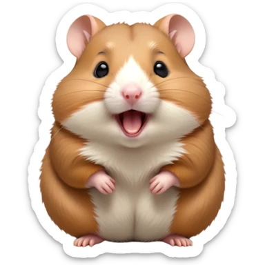 Cinematic Cute Yawning Brown Hamster Portrait Emoji, Head tilted slightly with a dramatic, wide-open yawn, showcasing a smooth, rich brown coat with tiny droopy ears, round dark eyes barely open in drowsy contentment, Simplified yet irresistibly adorable features, highly detailed, glowing with a soft, cozy glow, high shine, relaxed yet expressive, stylized with a touch of whimsy, bright and endearing, soft glowing outline, capturing the essence of a sleepy yet affectionate hamster, so drowsy it feels like it could stretch out of the screen and curl up for a nap! sticker