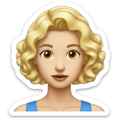 fille blonde cheveux lisse yeux bleu sticker