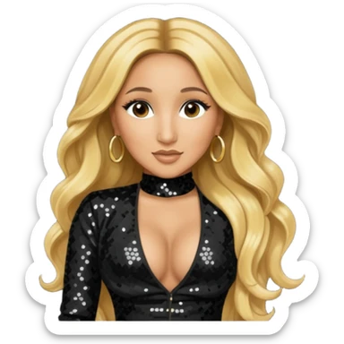 Adrienne Bailon from 3lw/Cheetah Girls with long golden blonde hair, black sequin outfit sticker