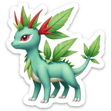 Shaymin-Vaporeon-Sceptile-Flygon-Meloetta-Pokémon-Fakémon-fusion, full body sticker