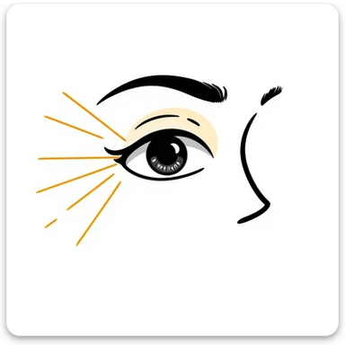 A normal human eye emitting a golden ray that touches normal human skin, showing renewal and regeneration sticker