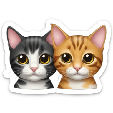 two-cats-bengal-and-cat-black-kitten-together sticker